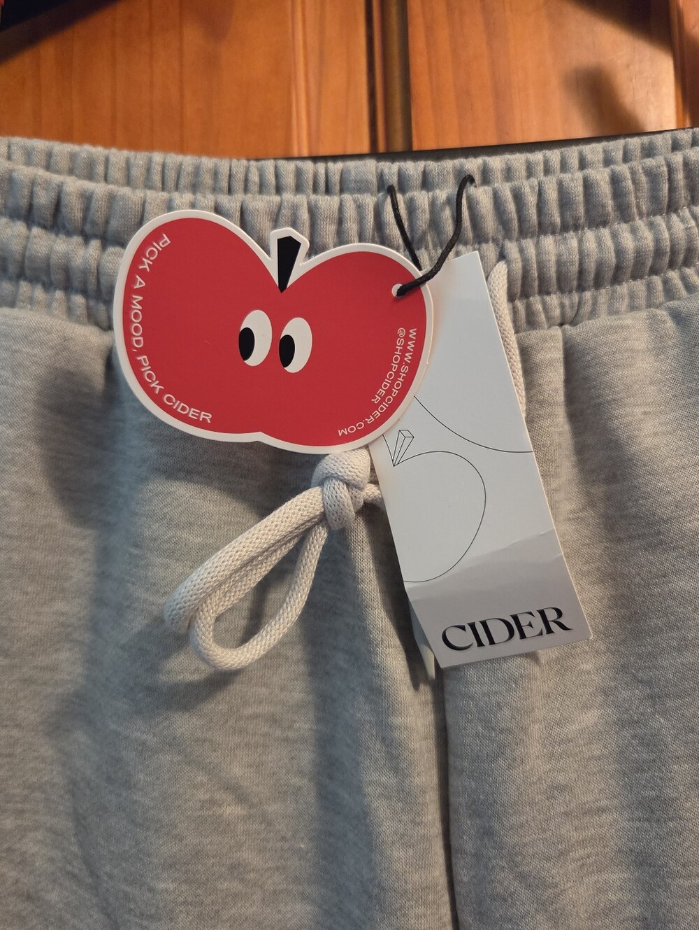 Cider Gray sweatpants high-waisted,wide-leg design adjustable drawstring XS - Picture 3 of 8